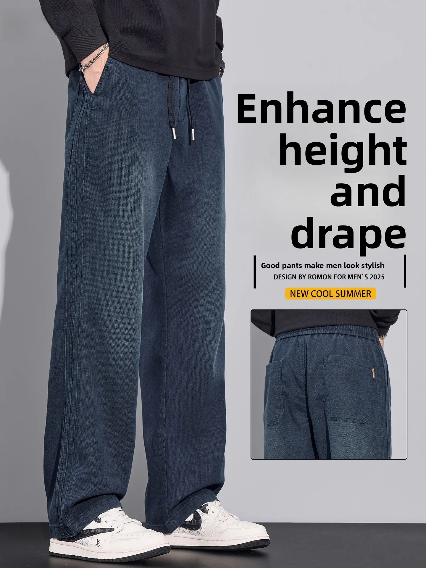 

Men's Casual Loose Straight Leg Pants Spring Autumn Style Drapey Comfortable Sporty Long Trousers Fashionable Brand New 2026