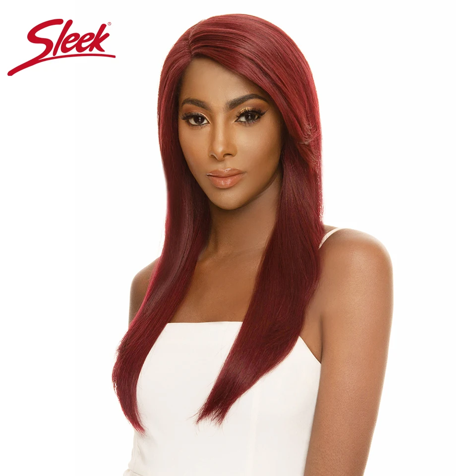 Sleek Brazilian Lace Front Part Red 99J Human Hair Wigs Straight Brown P1B/30# Highlight F1B/33 P4/30 Nature Black Remy Hair Wig