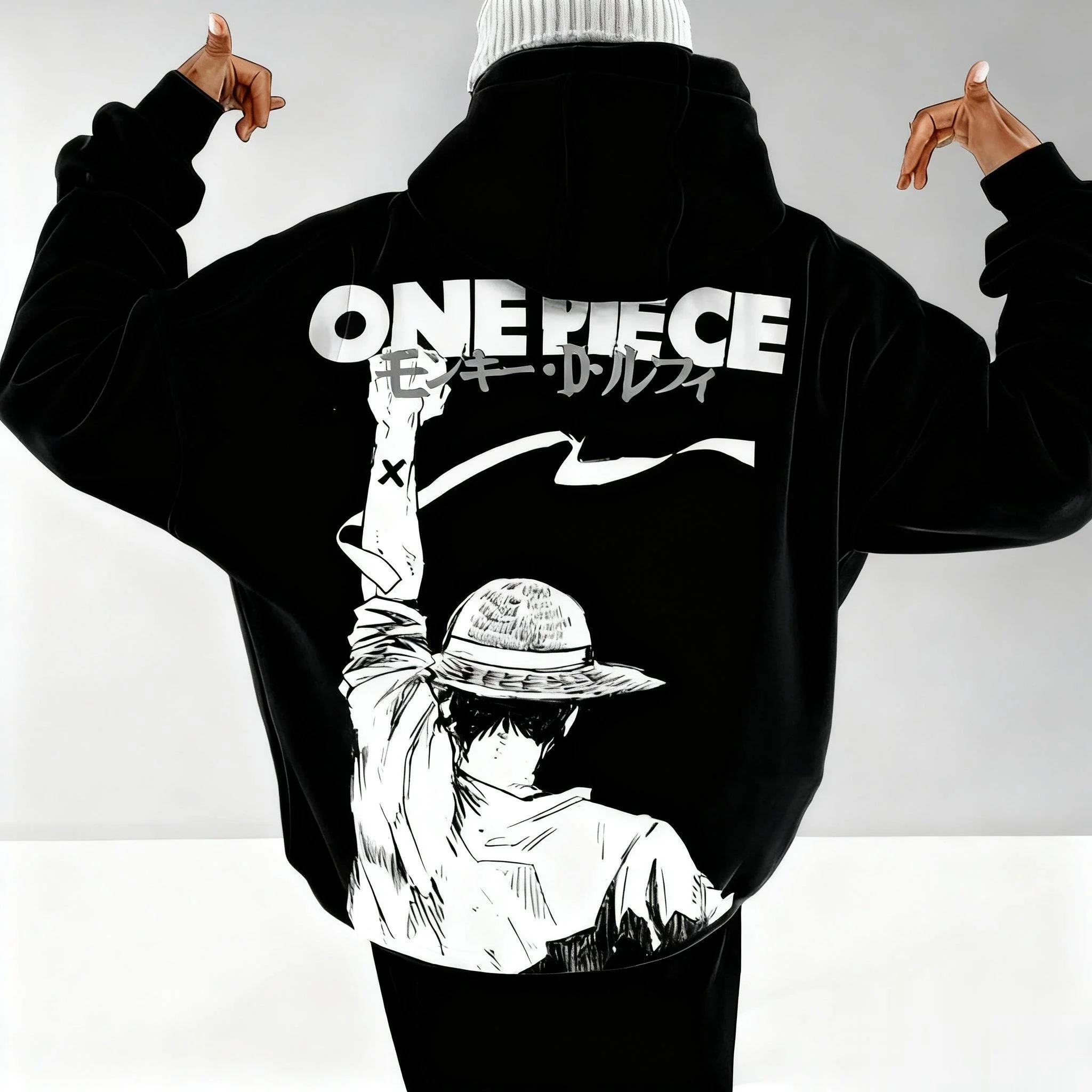 

One Piece Anime Hoodie Men Women Pullover Sweatshirt Luffy Graphic Print Oversized Casual Streetwear