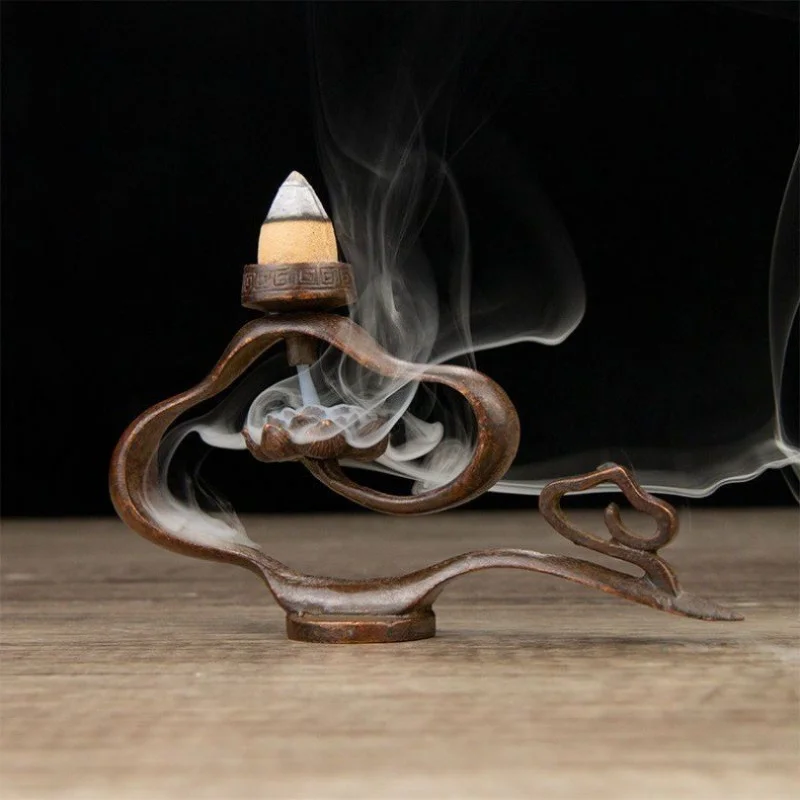 Xiangyun Backflow Incense Retro Lotus Leaf Lotus Incense Holder Backflow Incense Tray Tea Ceremony Incense Ornament