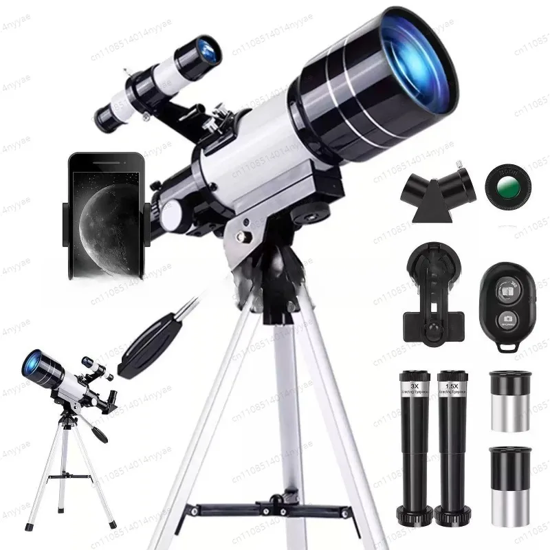 150x Telescope, 70mm Aperture, Suitable for Adults, Portable Astronomical Telescope, Complete with Tripod, Smartphone Mount