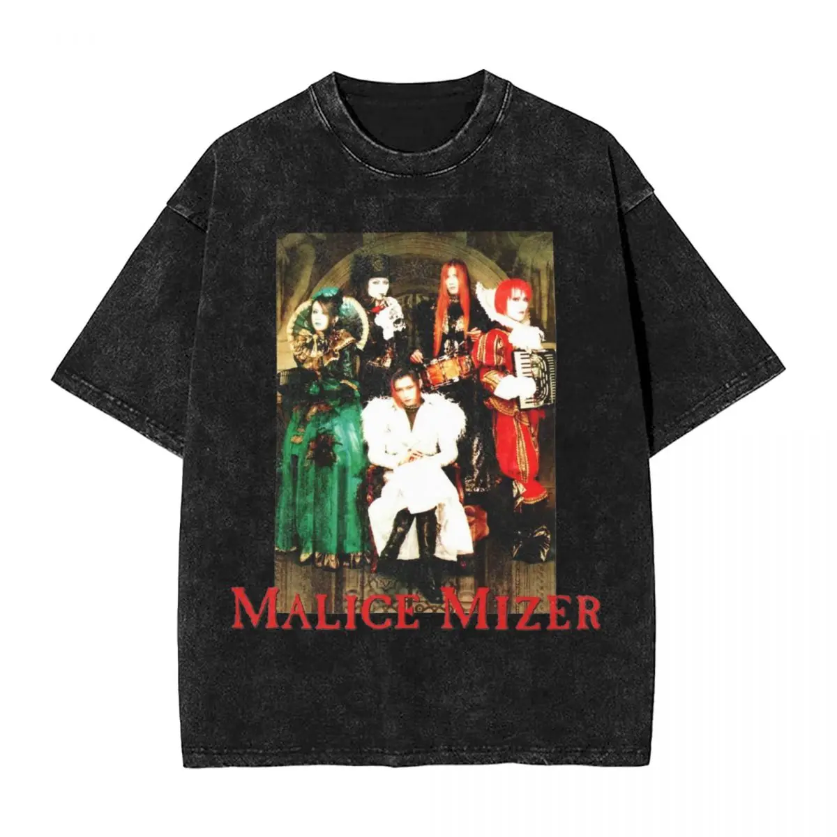 

Washed T Shirt Malice Mizer Band Hip Hop Novelty T-Shirt Harajuku Streetwear Short Sleeve Printed Tops Tee Shirt Men Women