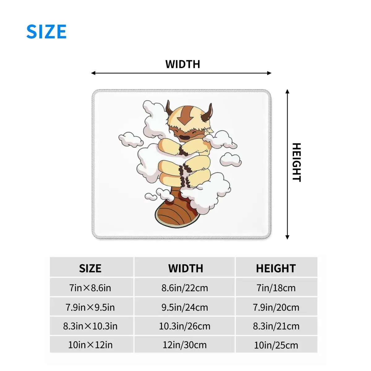 구름이 있는 아파, 아바타 마지막 공기 바람의 주인공 마우스 패드 컴퓨터 키보드 마우스 매트 게이머 PC 노트북 책상 매트 사무실 테이블 매트