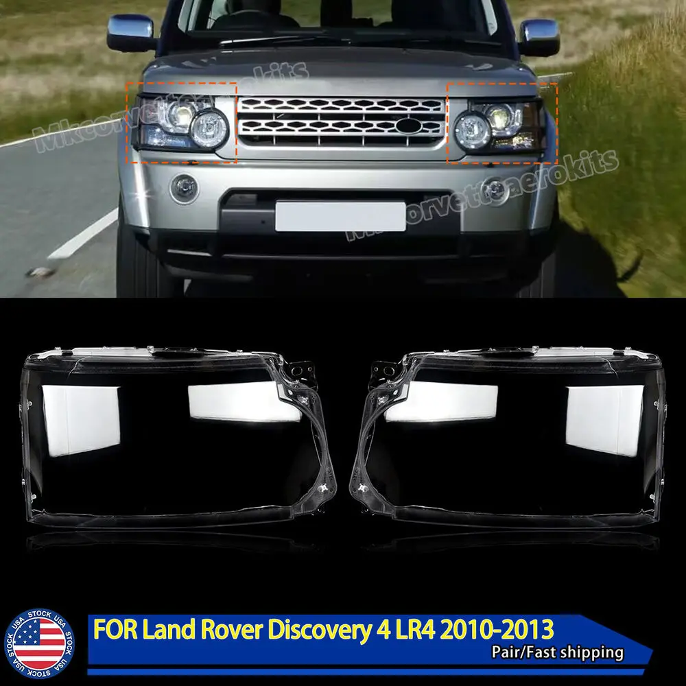 Headlight Assembly Headlamp Lens Cover Pair For Land Rover Discovery 4 LR4 10-13