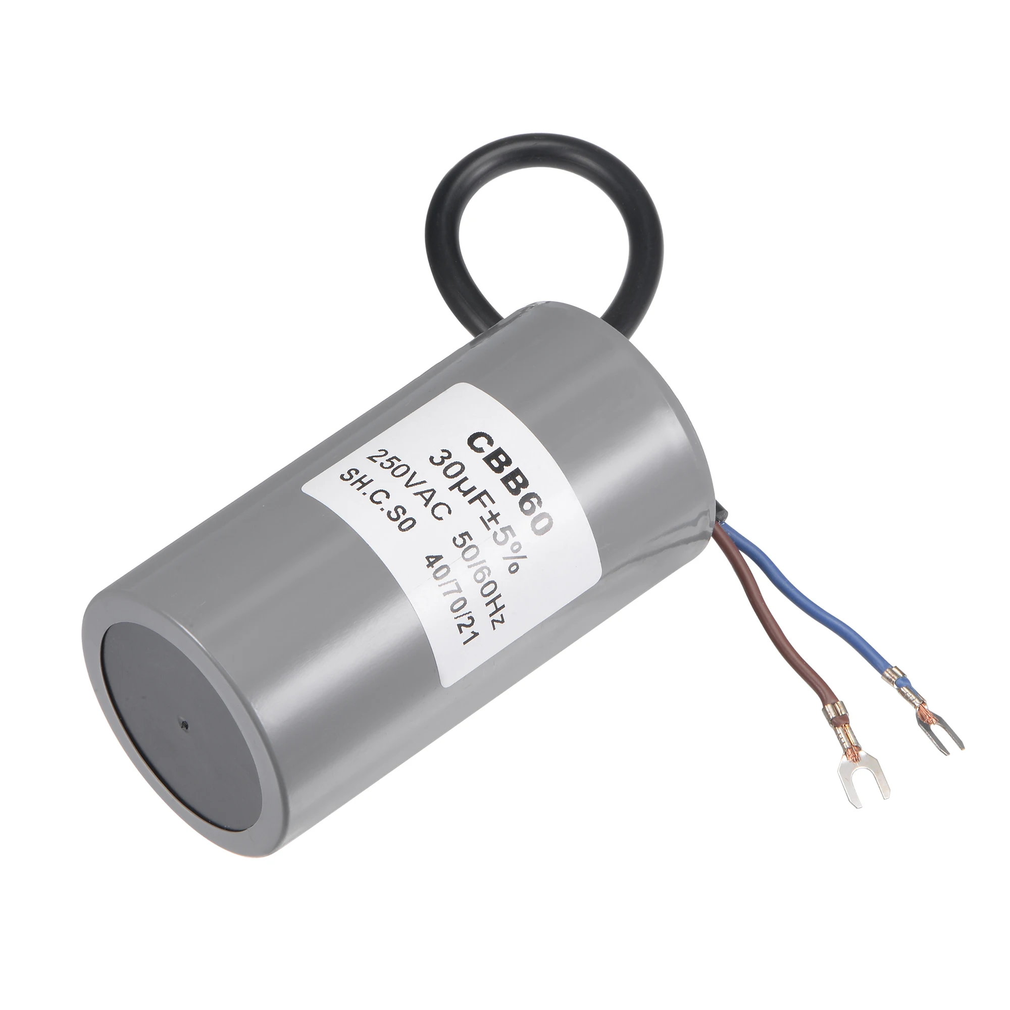 CBB60 Run Capacitor 30-80uF 250V AC 2 Wires 50/60Hz Cylinder Motor Running Capacitor with Terminal for Air Compressor Water Pump