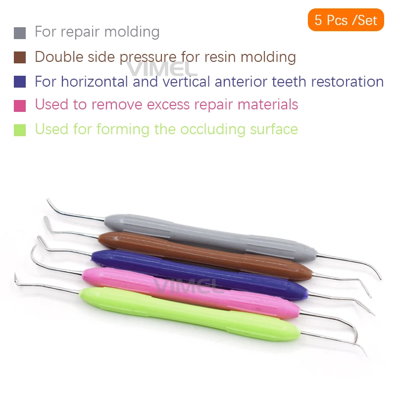

A pack Dental Composite Resin Filling With Silicone Handle Aesthetic Restoration Kit for Resin Knife Spatula Tool