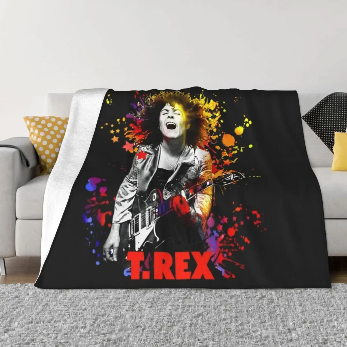 

Marc Bolan T-ShirtMarc Bolan T. Rex Paint Splatter Throw Blanket wednesday Personalized Gift Luxury Designer Blankets