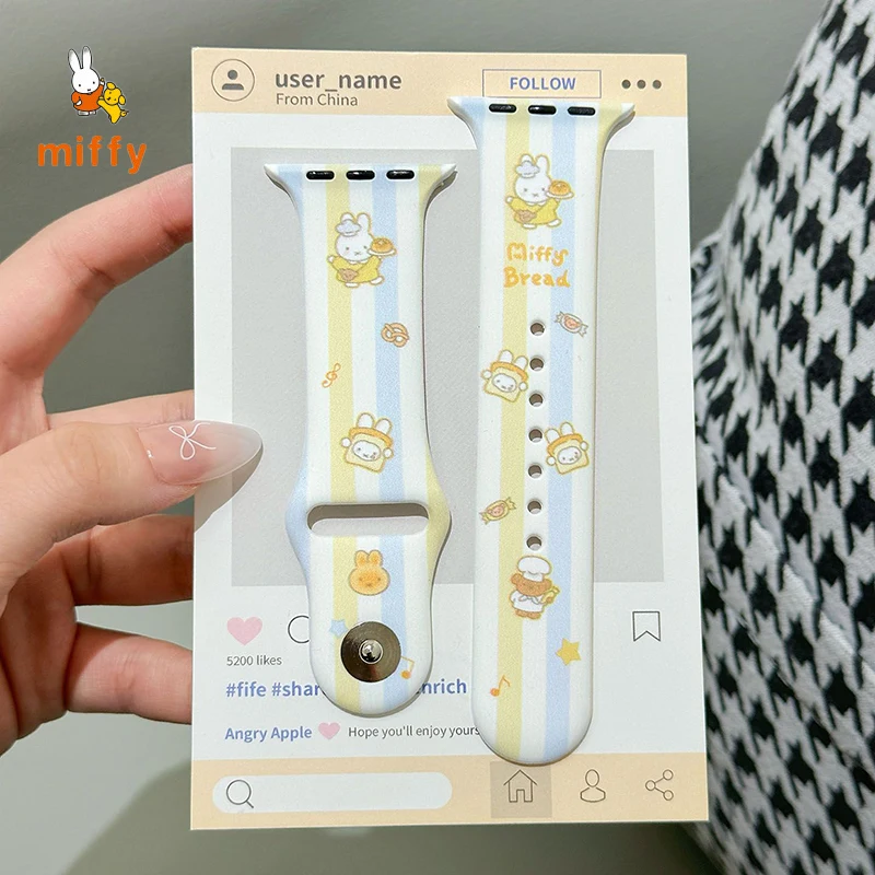 

Cute Miffy Watch Band Suitable for Iwatch Ultra 11 9 Cartoon Chef Boris Silicone Watch Case Anime Accessories Girl Perfect Gifts