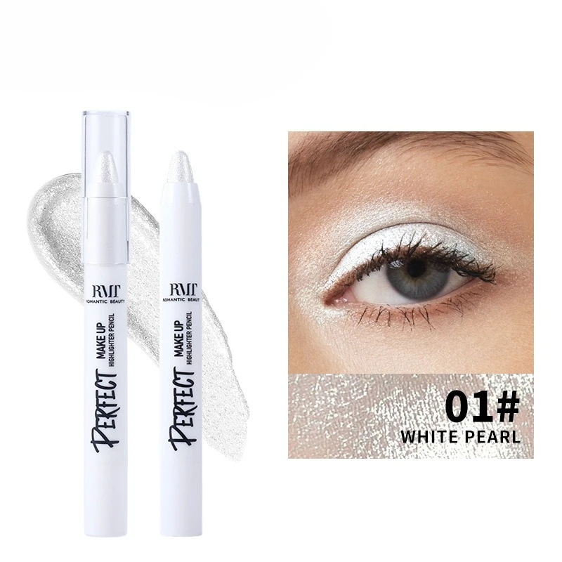 Multifunctioneel make-uppotlood Witte markeerstift en oogschaduw Parelglans effect Romig Langdurig Waterdicht Veegvast