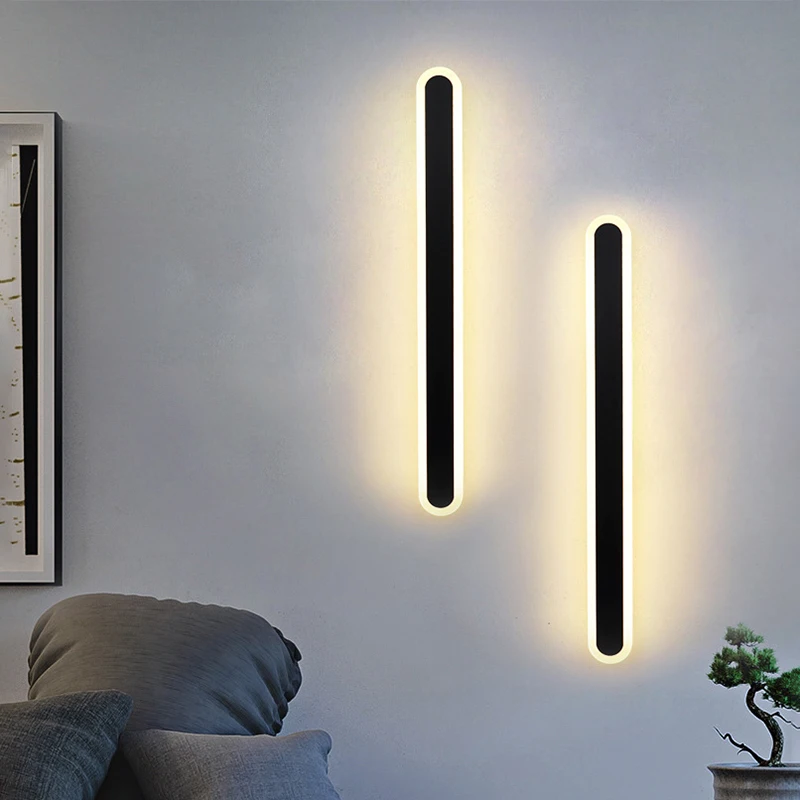 

LED Long Wall Lamp 40/60/80/100/120cm Modern Led Indoor Wall Light Surface Mounted Living Room Nordic Sconce Background Lamps