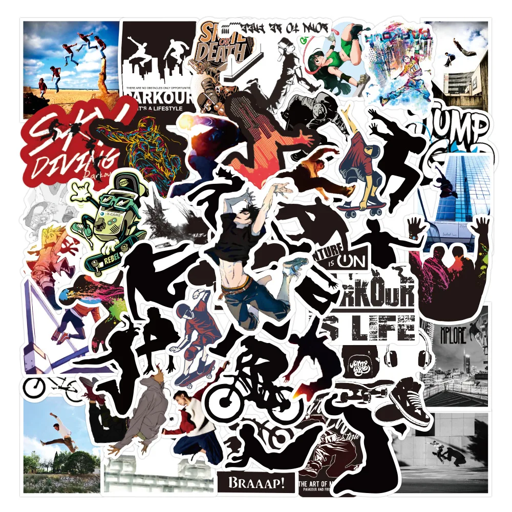 

10/30/50pcs Sports Parkour Cartoon Graffiti Sticker Scrapbook Diy Phone Luggage Laptop Scooter Car Water Cup Waterproof Sticker