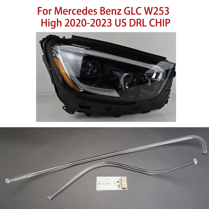 

Световодная пластина белого света для Mercedes-Benz GLC W253 2020-2023, светодиодная американская версия модуля балласта «ангельские глазки», автомобильный DRL CHIP
