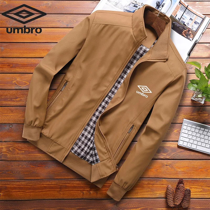 Alta calidad bordado Umbro Primavera/otoño moda Casual Slim Fit chaqueta bomba cuello de béisbol chaqueta de hombre M-6XL