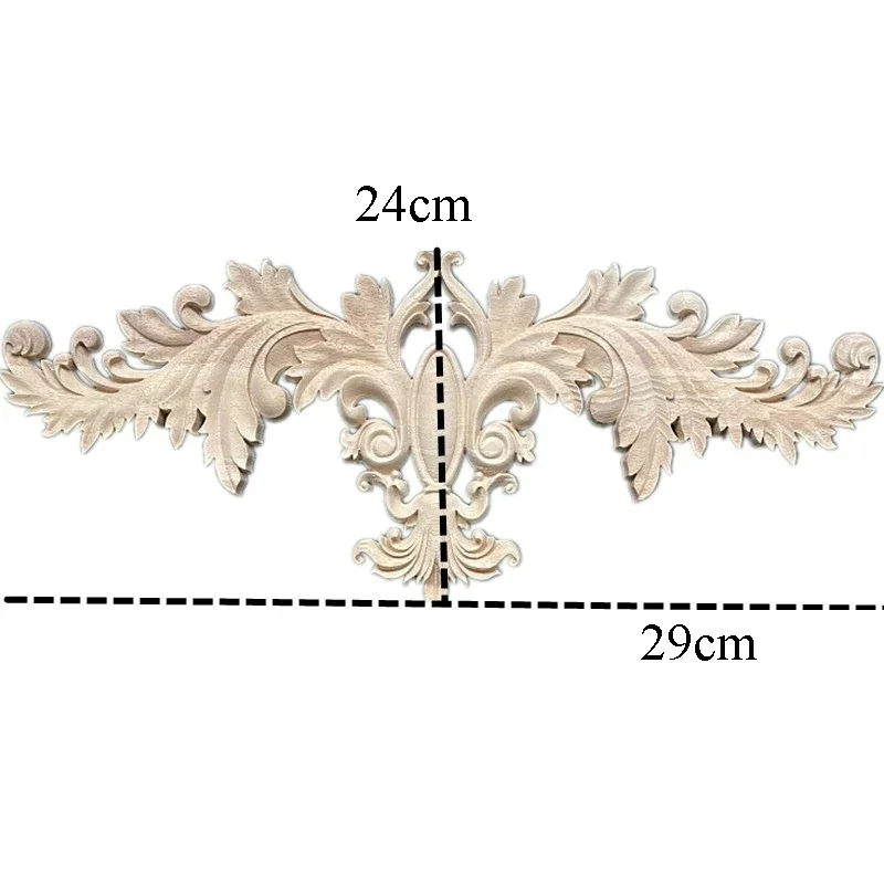 Wooden Furniture Appliques Luxury Home Decor Wood Carving Onlay Waves Wood Decal Vintage Room Decoration Accessories Wood Flower