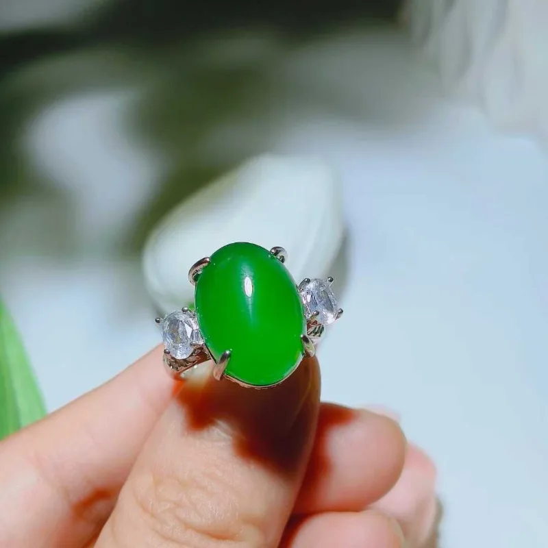 New Agate Inlaid Women's Simple and Versatile Ring