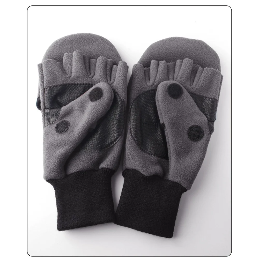 

Противоскользящие зимние перчатки из флиса на ладонях, мягкие кожаные перчатки с ремешком на ладонь, легкие 85 г, перчатки с половиной пальца для езды на велосипеде