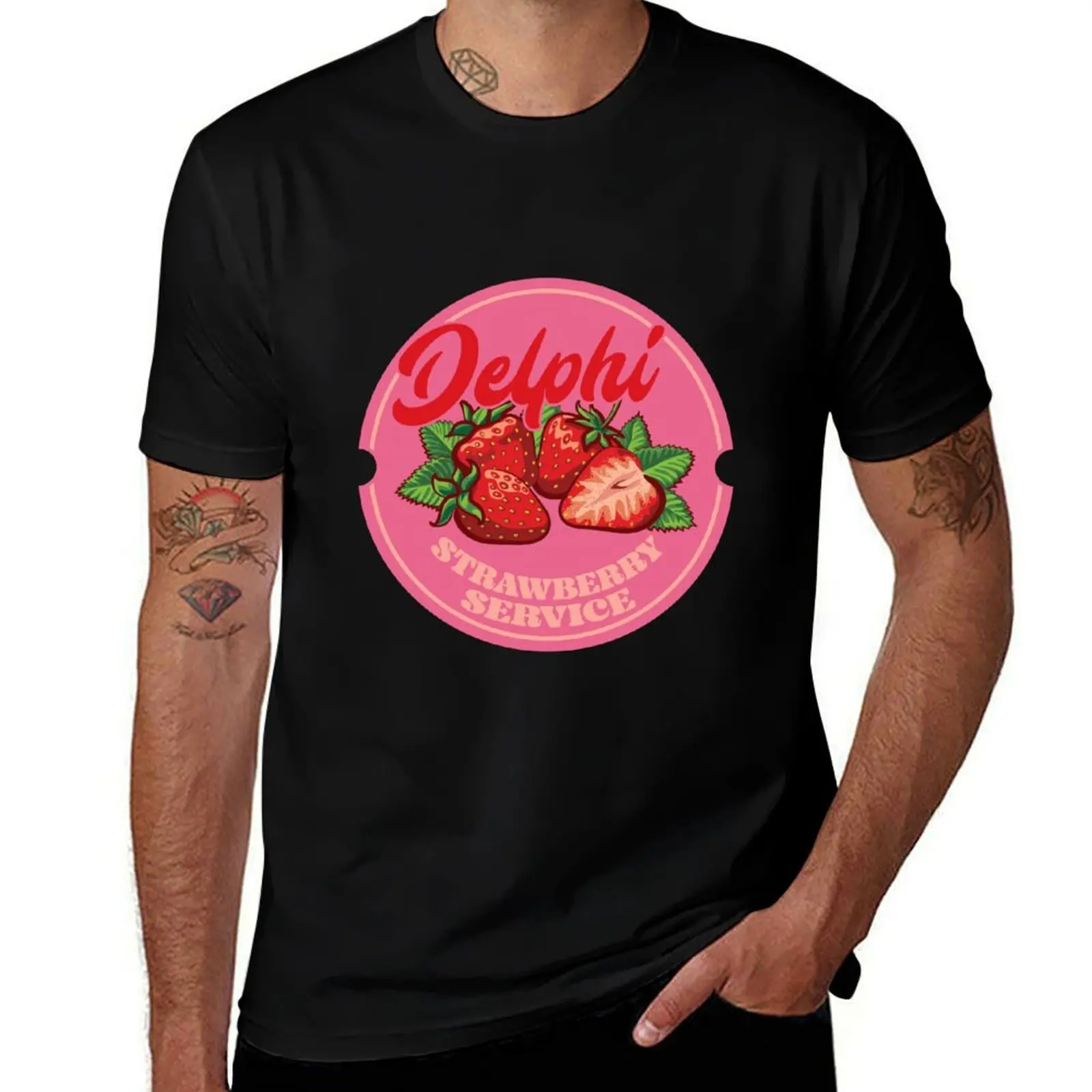 Percy Jackson - Delphi Strawberry Service T-Shirt Large Size Casual Tee Shirt T-Shirt