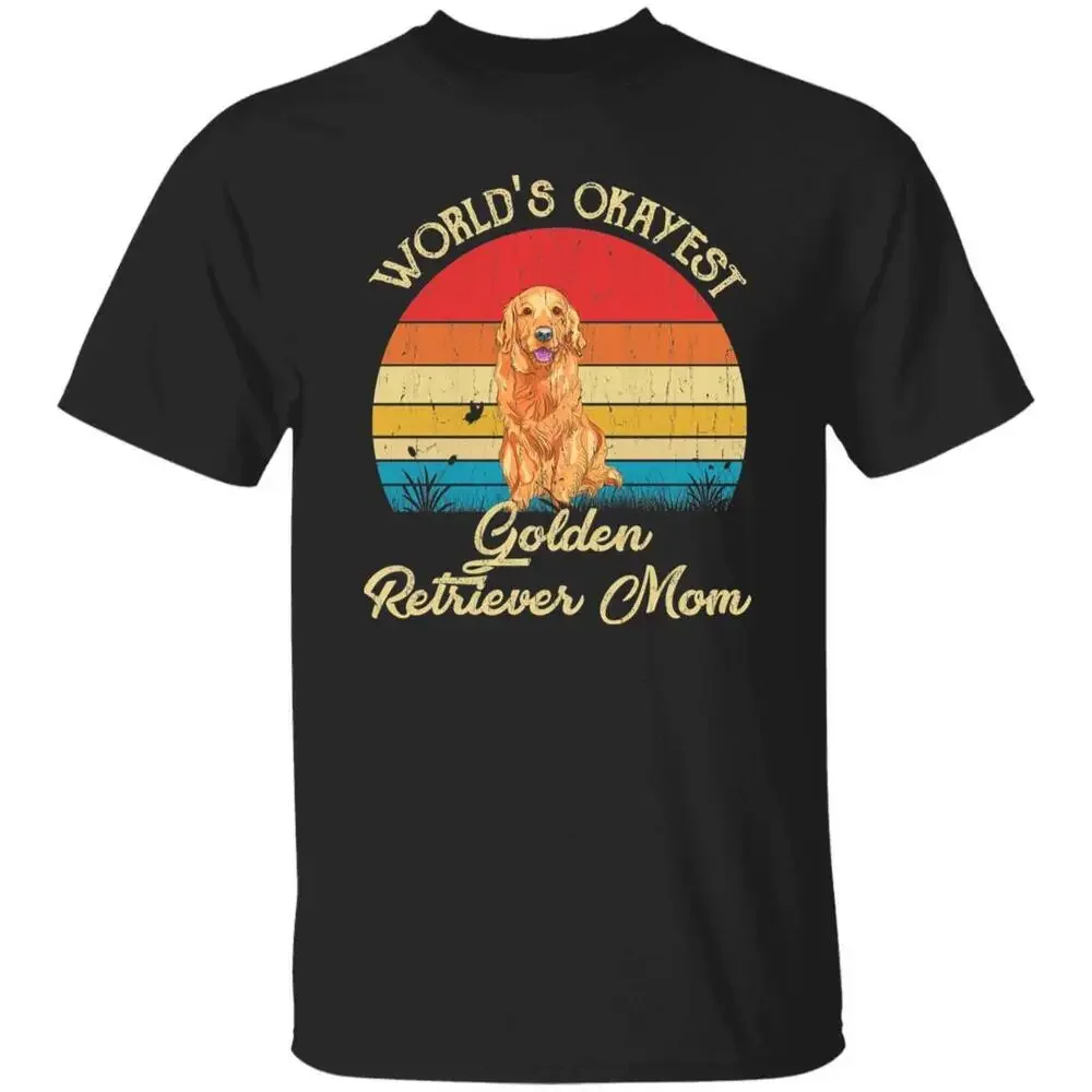 World's Okayest Golden retriever mom Retro Style Unisex T-shirt Black Navy Dark tops Unisex Summer Short Sleeve