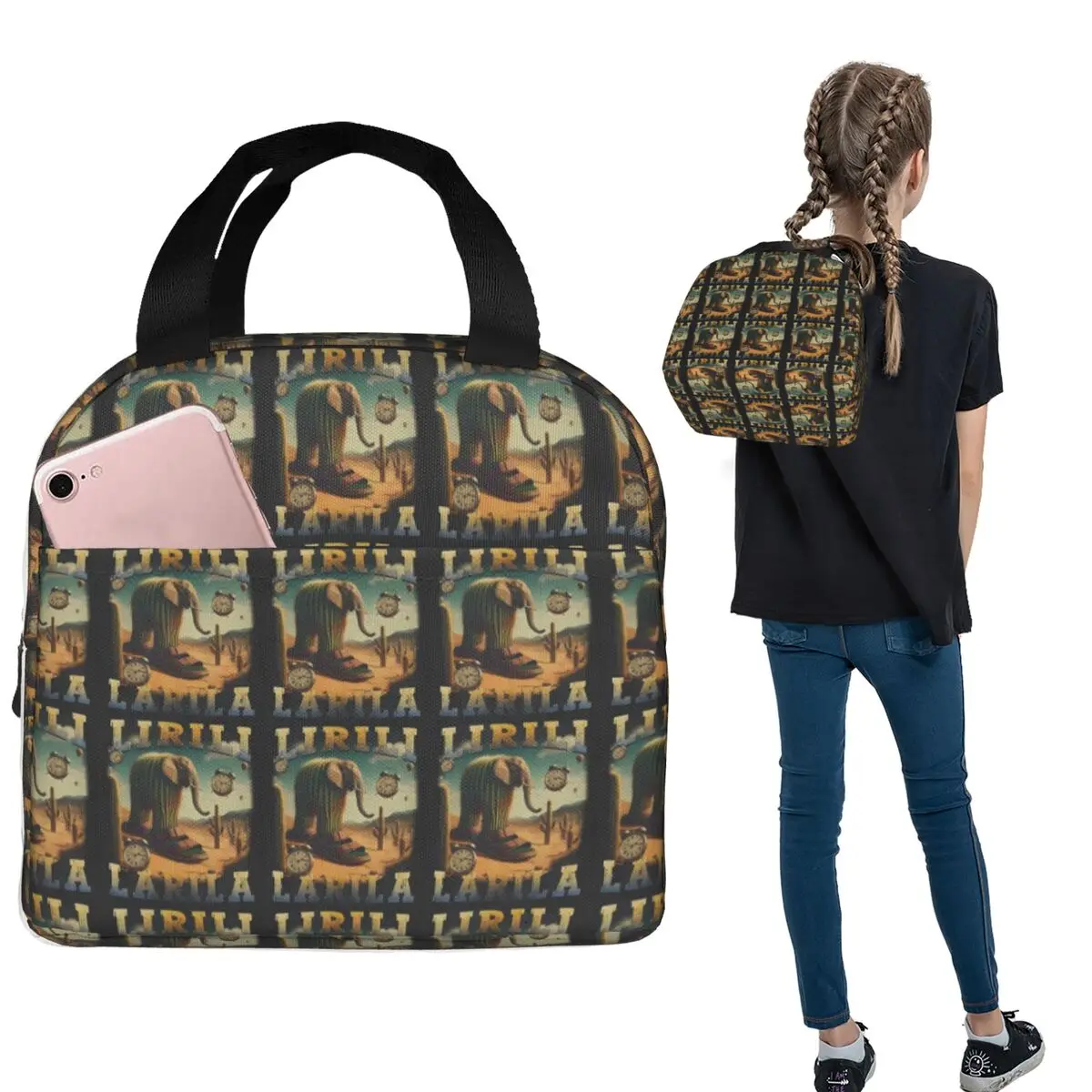 

Термосумка для обедов Lirili Larila с забавным итальянским мемом, портативный ланч-бокс для женщин и детей, термосумка-тоут для еды