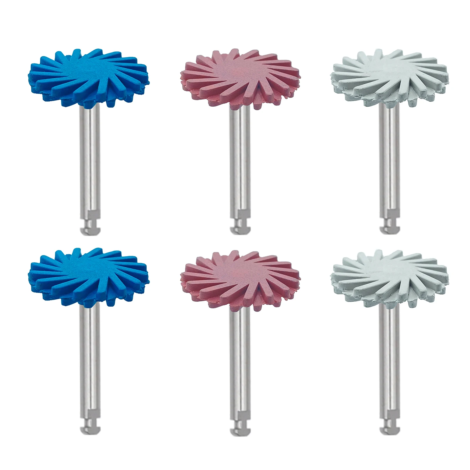 6Pcs Dental Rubber Polisher Composite Resin Polishing Diamond System Burs 4mm RA Wheel Spiral Flex Brush Dentistry Tools