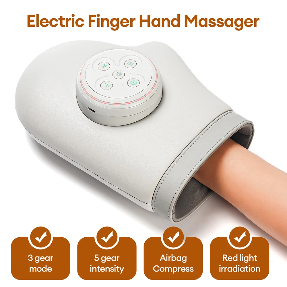 Electric Hand Massager Glove Air Pressure Kneading Airbag Compress Hot Compress Wrist Finger Palm Acupoint masajeador
