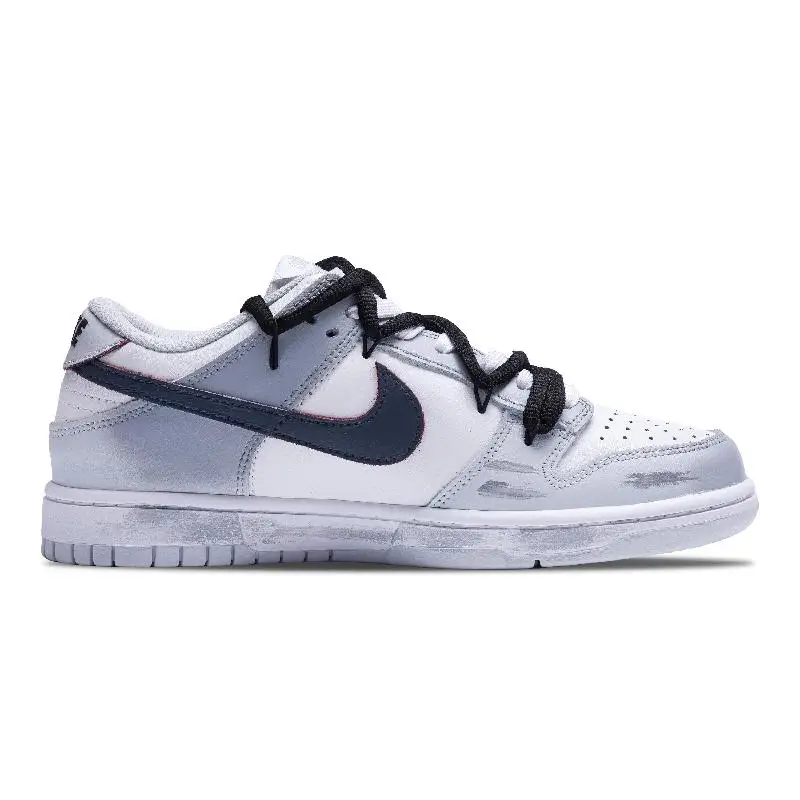 【Customize】Nike Dunk Skateboarding Shoes Unisex Low-top White/gray Sneakers shoes HF0730-160