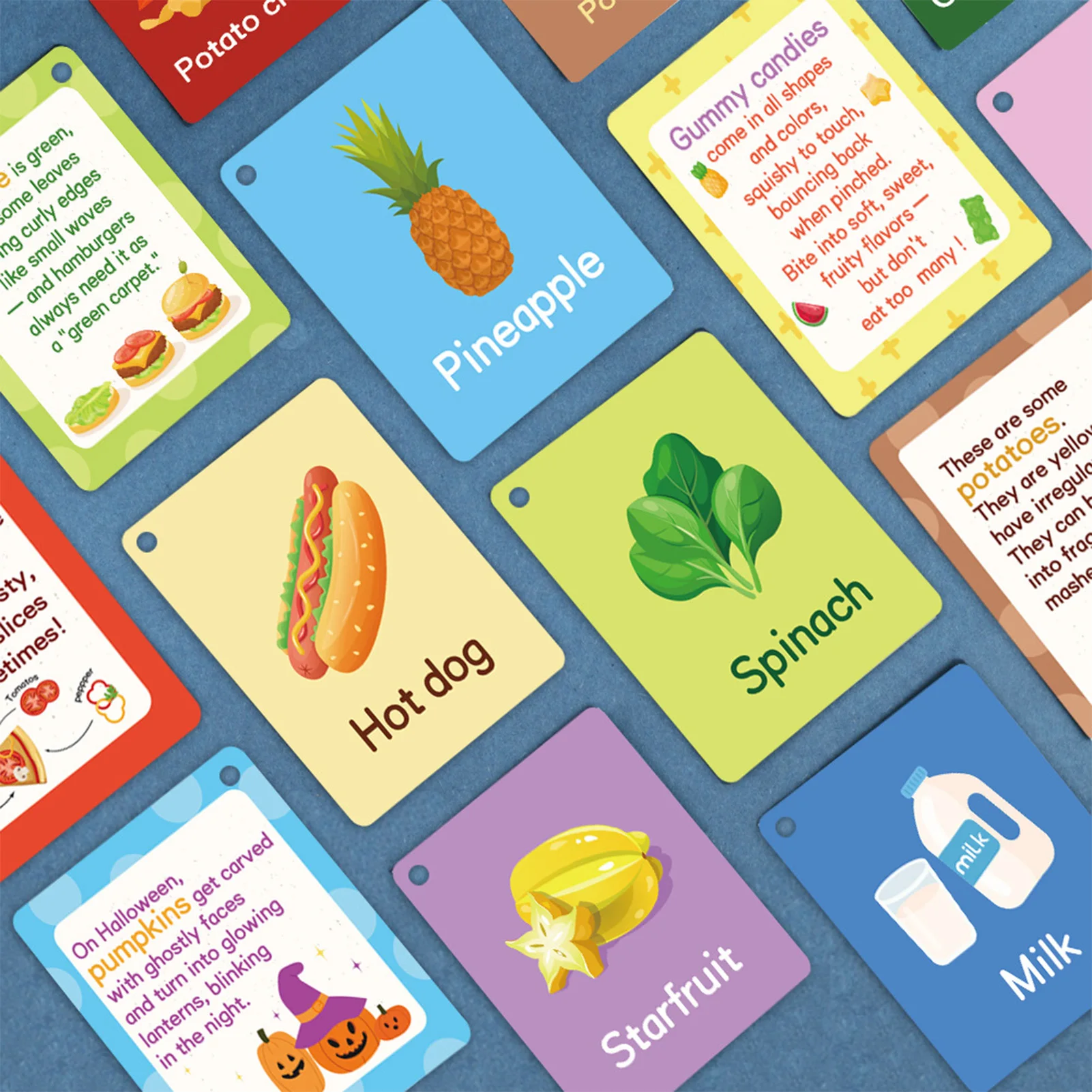 50pcs Fruits and Vegetables Flashcards Tear-Resistant Preschool Learning Flashcards for Toddler Learning and Development