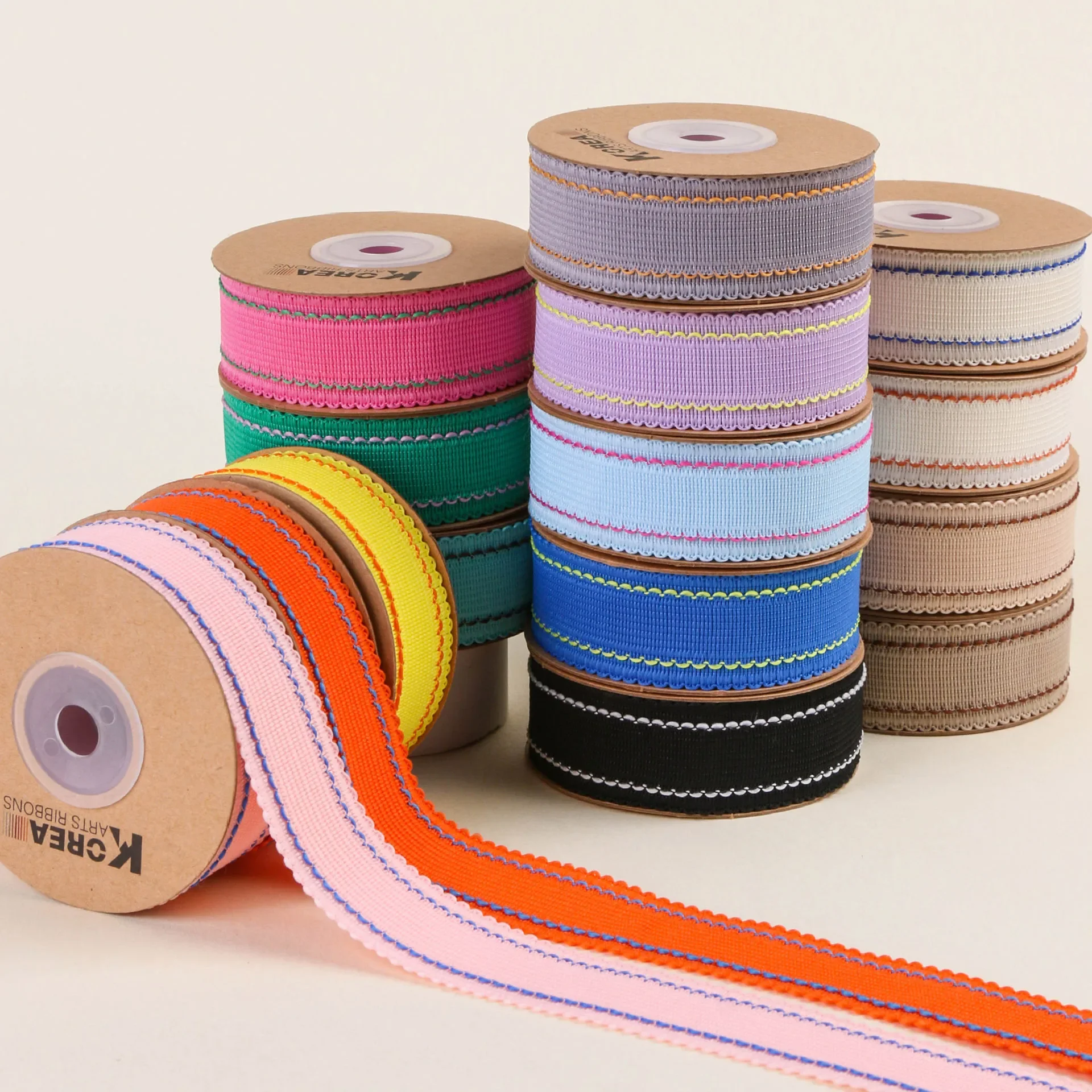 

25 мм милая полиэстеровая лента в репсовую ленту ручной работы для девочек, заколка для волос с бантом, детский зажим-кольевер, материал для шитья, ткань с вышитой отделкой