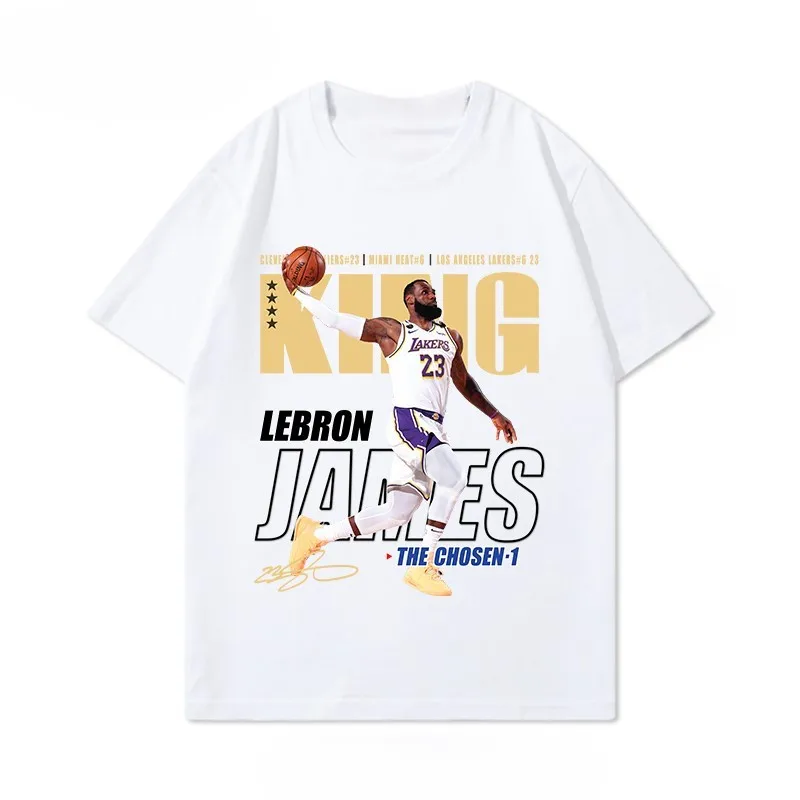 James print short-sleeve T-shirt short-sleeve American basketball men's training suit Lakers No. 6 loose retro trend half-slee