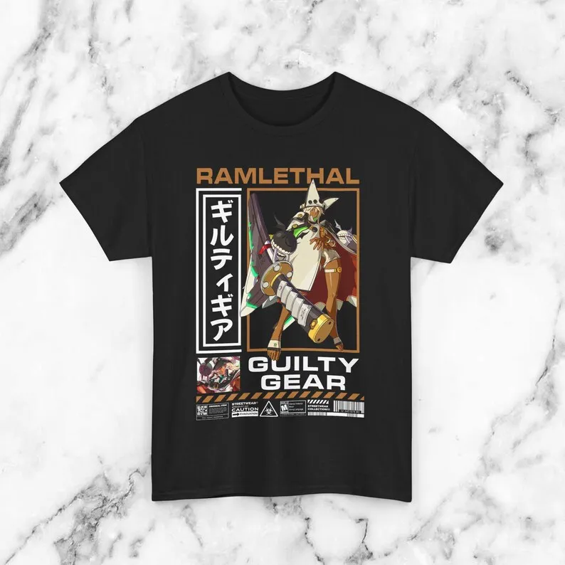 GUILTY GEAR Ramlethal Anime Streetwear Tee Unisex Graphic T-Shirt Japanese Street Style Fashion Cool Anime Tee Heavy Cotton