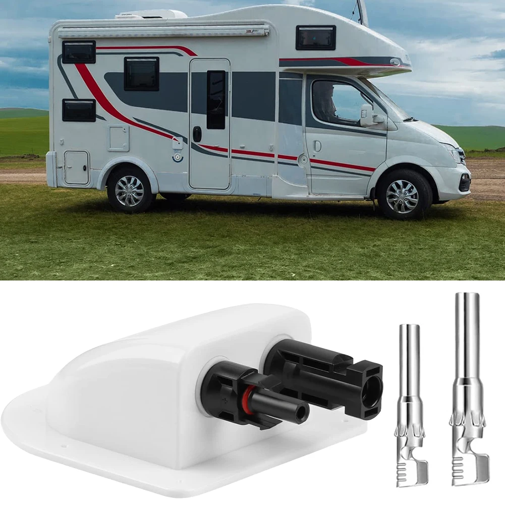 ABS Solar Panel Cable Connection Box with Dual Input Glands for Solar Systems on Motorhomes Caravans and Marine Use