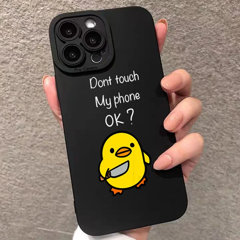 Coque de téléphone en silicone motif canard de dessin animé mignon et minimaliste pour iPhone 17, iPhone 16 Pro Max, 16E, 15, 14, 13, 12, 11, XS, X, XR, 7, 8 Plus
