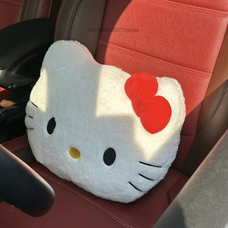 Hello Kitty Cute 3D Cartoon Fluffy Head Plush Pillow Dolls Y2k Sanrio Sofa Bedhead Cushion Car Cushion Nap Pillow Gift for Women