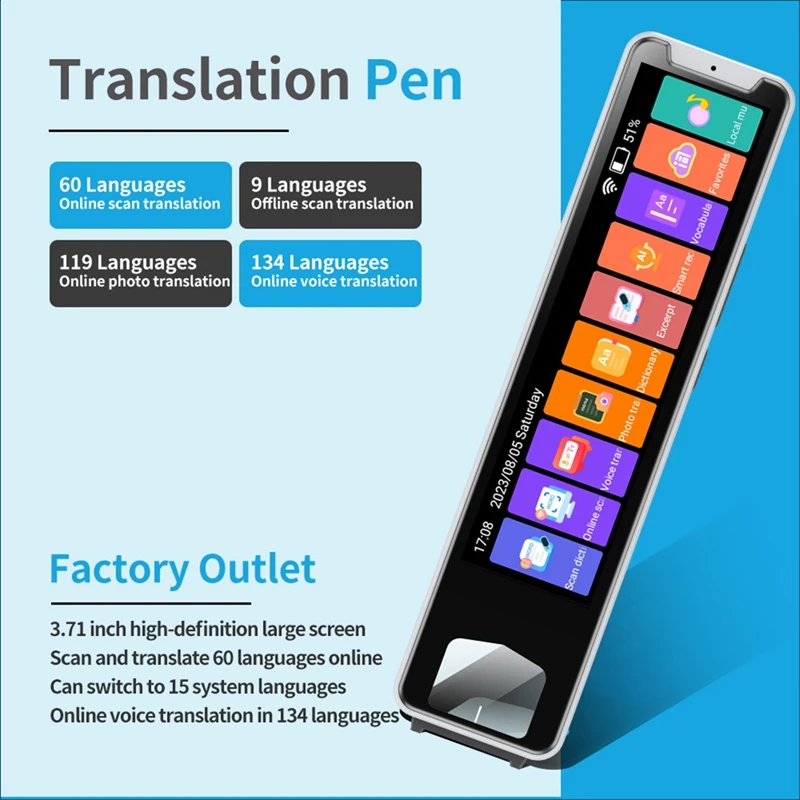 Scanner Translation Pen Offline Smart Language Voice Translator Machine 134 Languages Intelligent Translator Pen Black