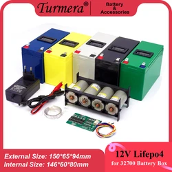 Turmera 12V 7A Lifepo4 Battery Box z 4S 40A Balance BMS 1X4 32650 32700 Holder Switch Displayer Wymień akumulator kwasowo-ołowiowy