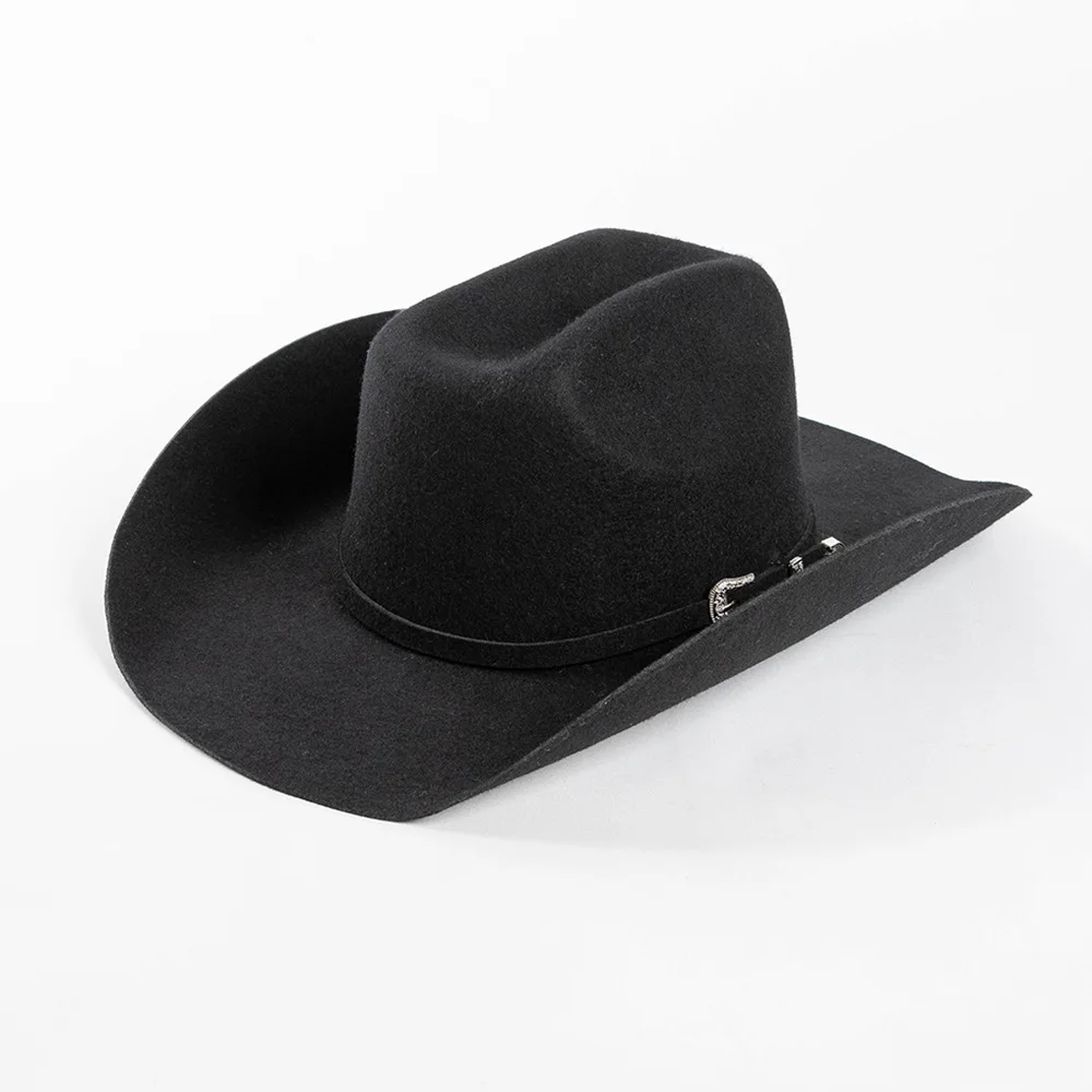 USPOP 100% Wool Felt Cowboy Hat with Belt Buckle 4 Sizes Wide Brim Jazz Hat  Autumn Winter Fedoras