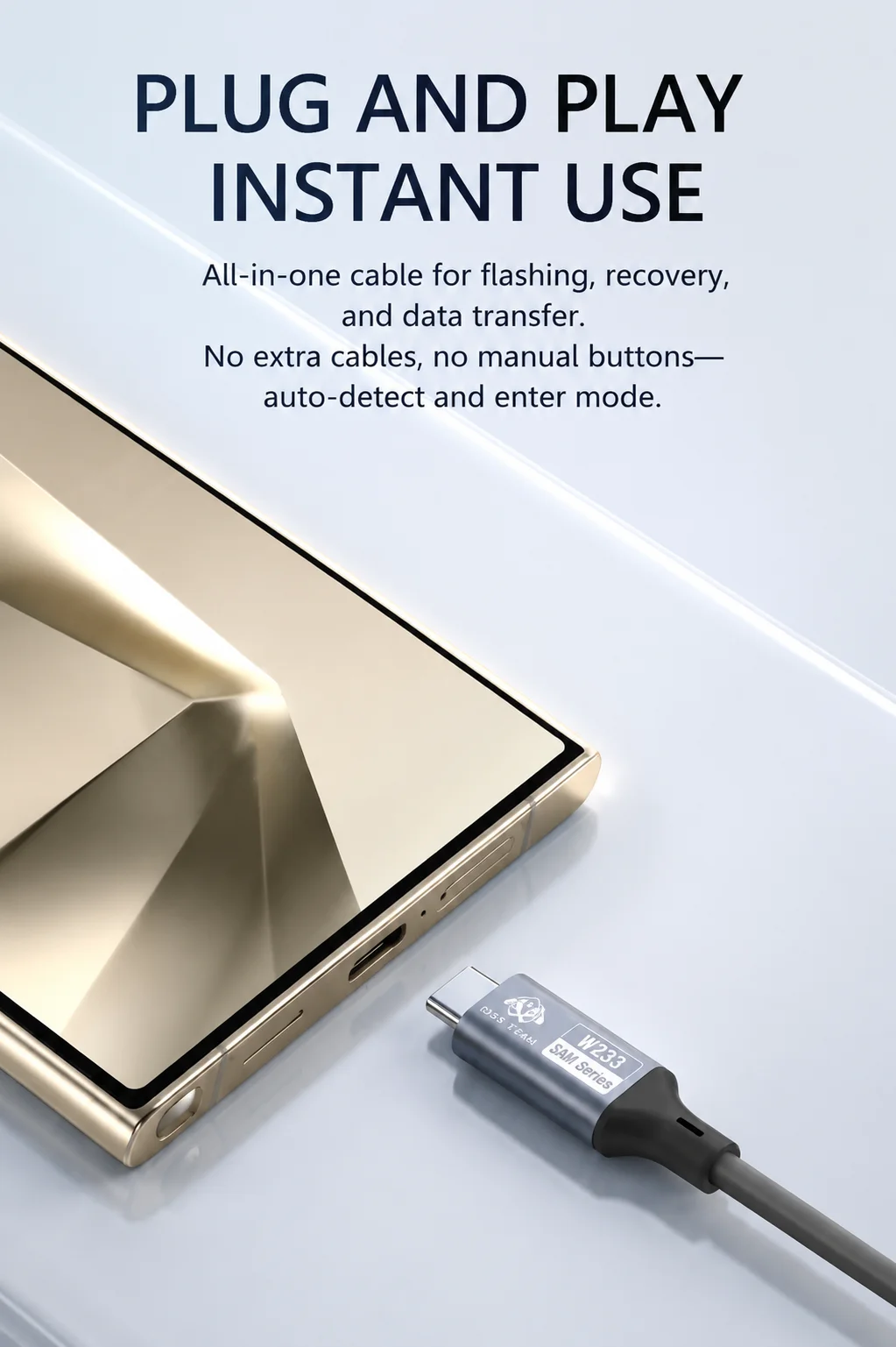OSS W233 Type C SAM Repair Mining Cable Auto Enter Download Recovery Mode All in One Flashing Data Line for Sam Phone