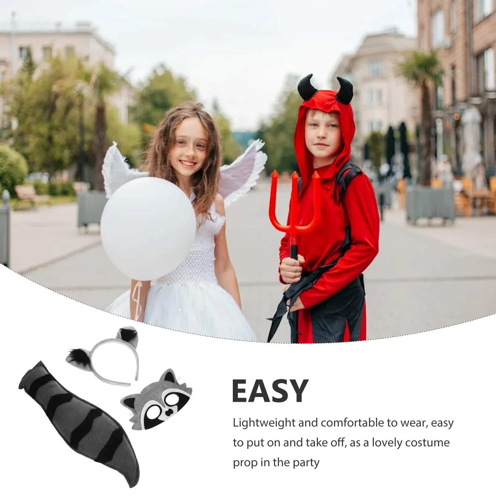 1 ชุดเครื่องแต่งกายแรคคูนผ้าน้ําหนักเบาสัตว์หูHeadband Tailคอสเพลย์อุปกรณ์เสริมคอสเพลย์ชุดPropsของขวัญ