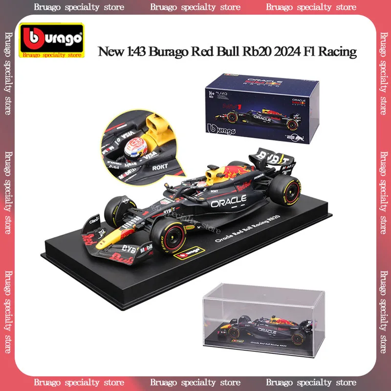 1:43 baru Burago Red Bull Rb20 2024 Formula 1 Die-Cast Alloy balap Model mobil F1 #1 Max Verstappen #11 Sergio merek mainan anak laki-laki hadiah