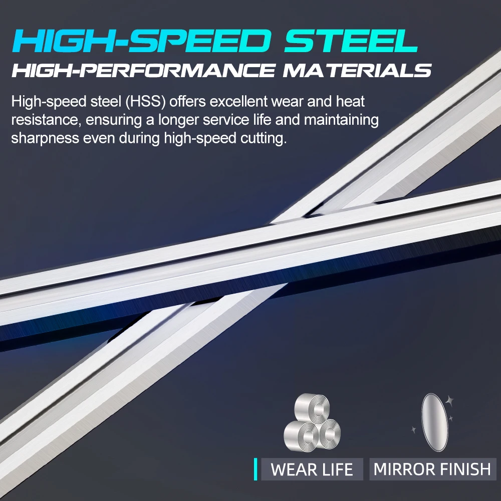 CMCP 2pcs/set 82mm HSS Planer Blade 82x5.5x1.2mm Reversible Wood Planer Knife for Woodworking Machinery Parts