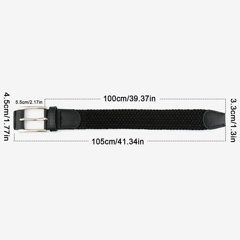 105cm Adjustable Buckle Braided Belts Unisex Jeans Trousers Pants Strap Women Men Metal Lock Waistbands Stretch Woven Belt