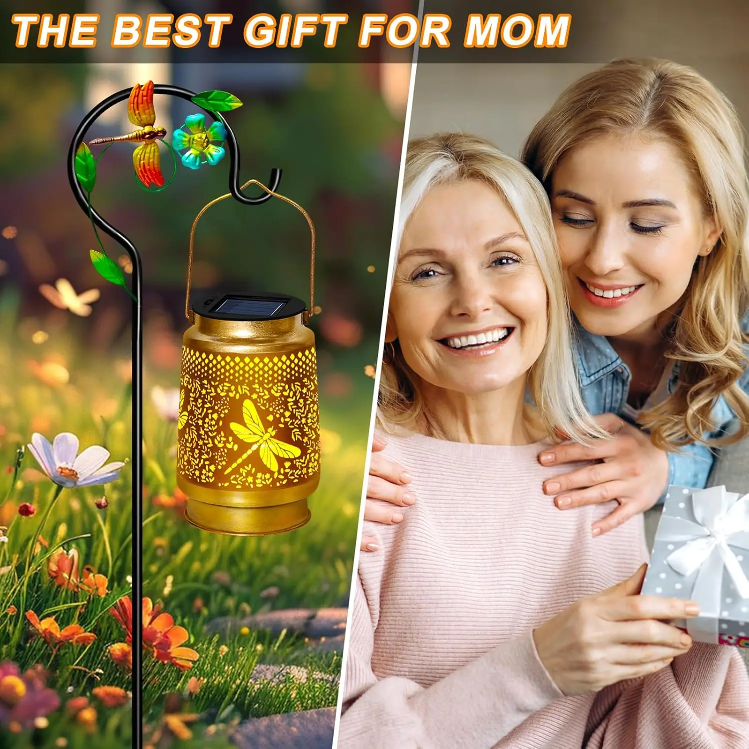 2 confezioni di lanterne solari a forma di libellula impermeabili per esterni con gancio, luci sospese per decorazioni da giardino per il regalo di Natale del patio del cortile