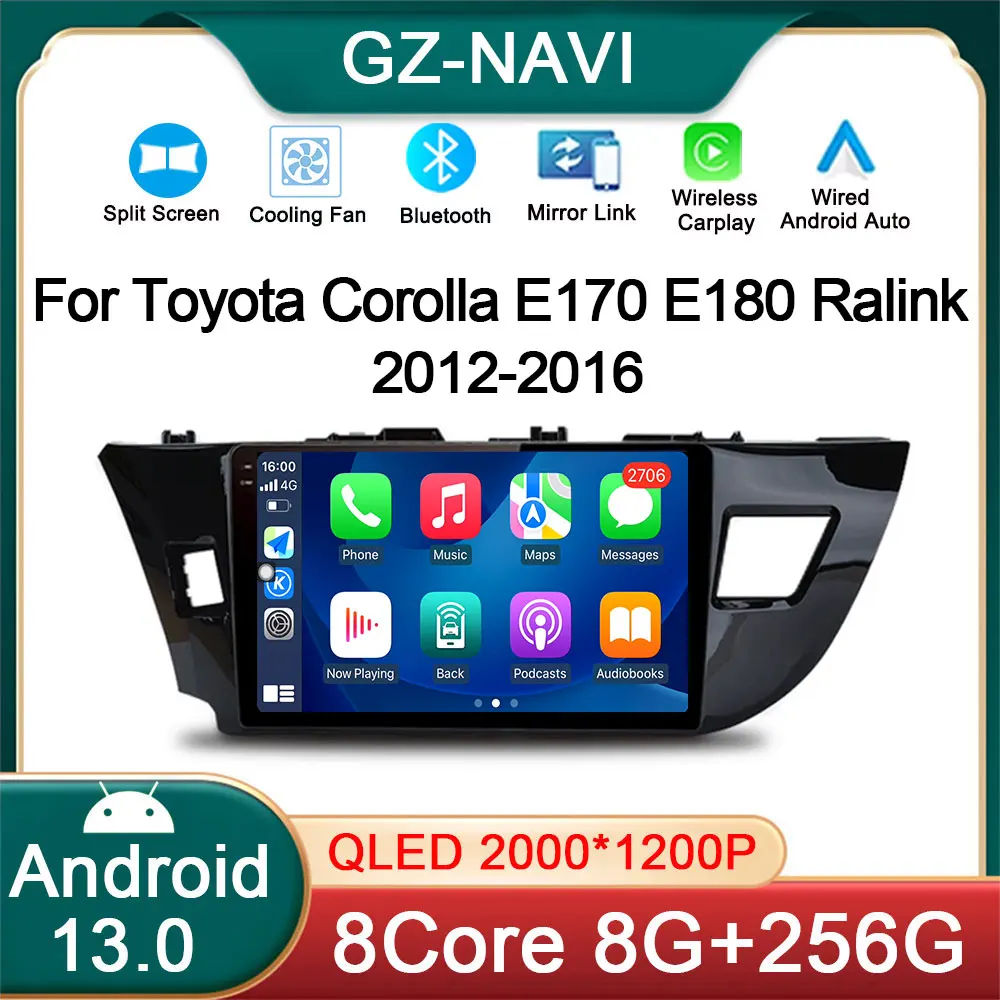 

QLED Screen Car Android 13 For Toyota Corolla E170 E180 Ralink 2012-2016 GPS Navigation Auto Multimedia PlayerNo 2din DVD