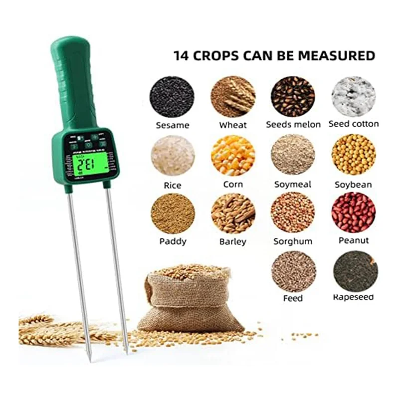 Hay Moisture Tester, Portable Hay Moisture Meter, Digital Grain Moisture Meter with LCD Display for Cereal Straw,Soybean