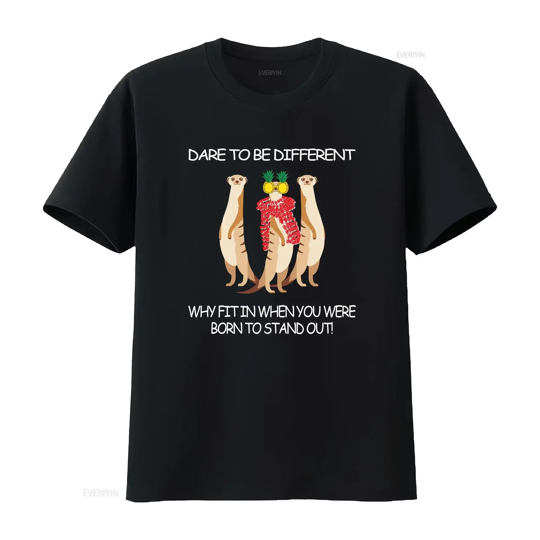 Wage es, anders zu sein - Erdmännchen-T-Shirt mit niedlichem Spruch, motivierendem Zitat, langen oder kurzen Ärmeln, Vintage-Waschung, Designerkleidung