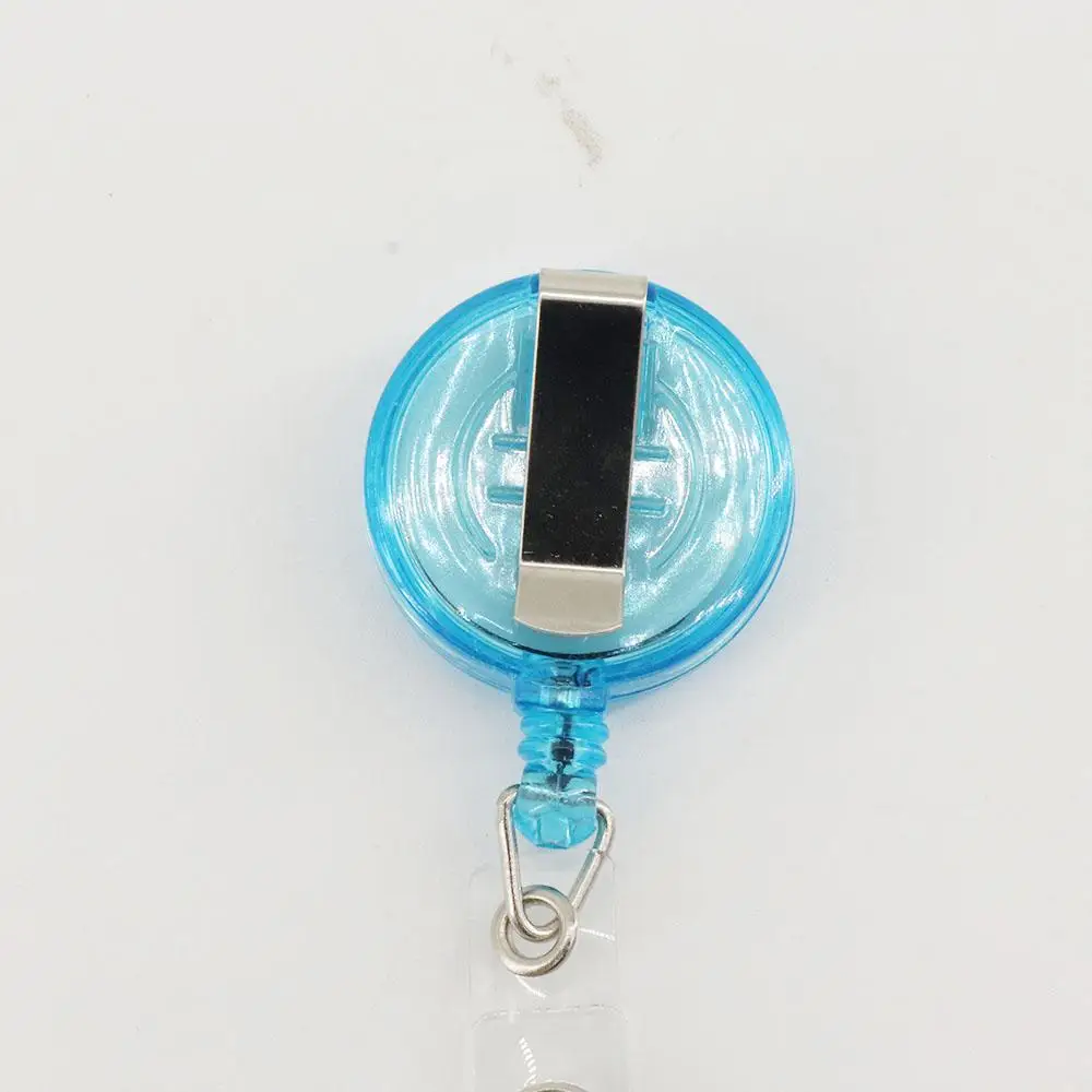 Candy Colors Horizon Style Card Holder Clip PU Leather Retractable Badge Reels ID Badge Holder Name Card Holder Nurse Doctor