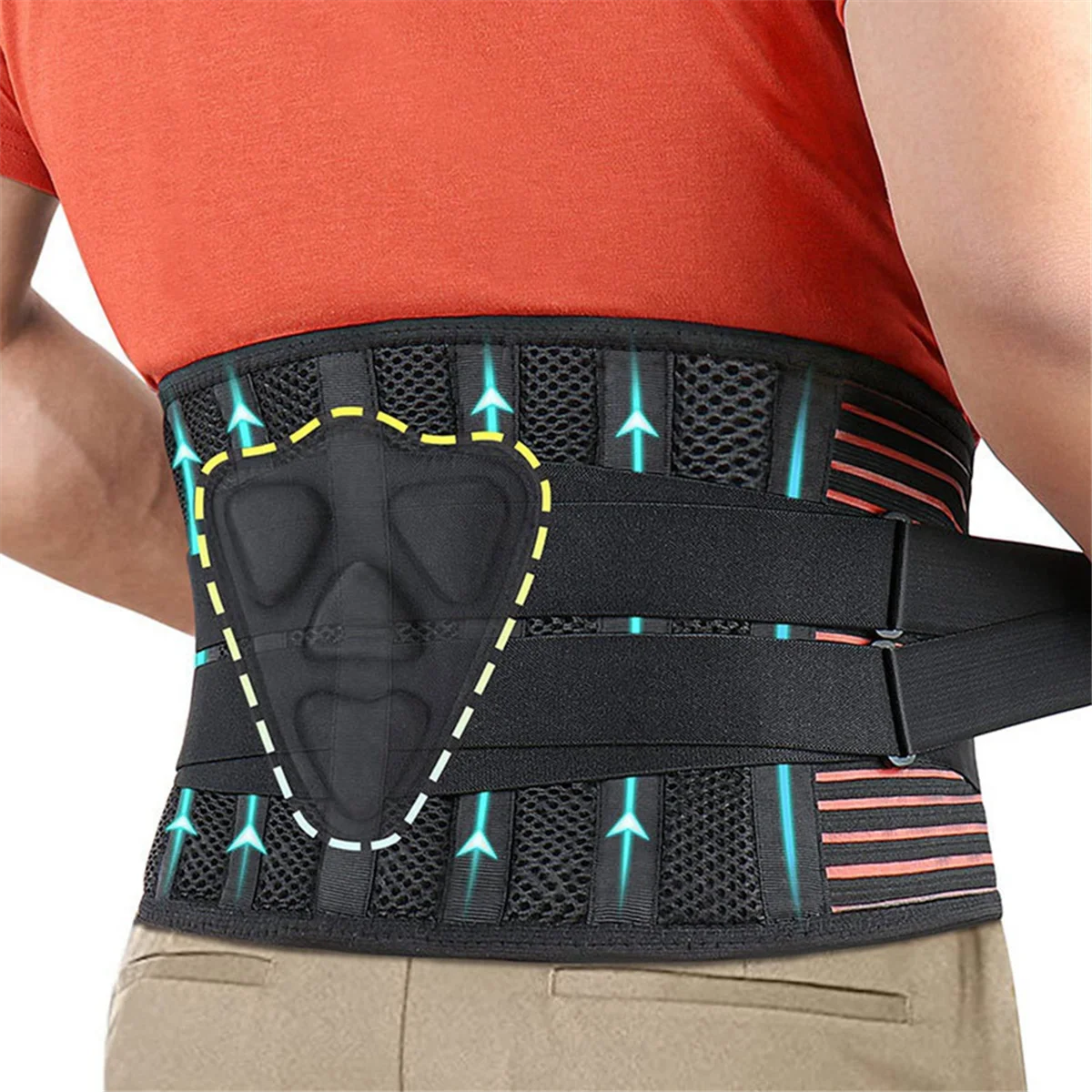 Lumbar Back Brace for Lower Back Pain Adjustable Lumbar Support Belt Breathable Exercise Waist Brace Support Belt