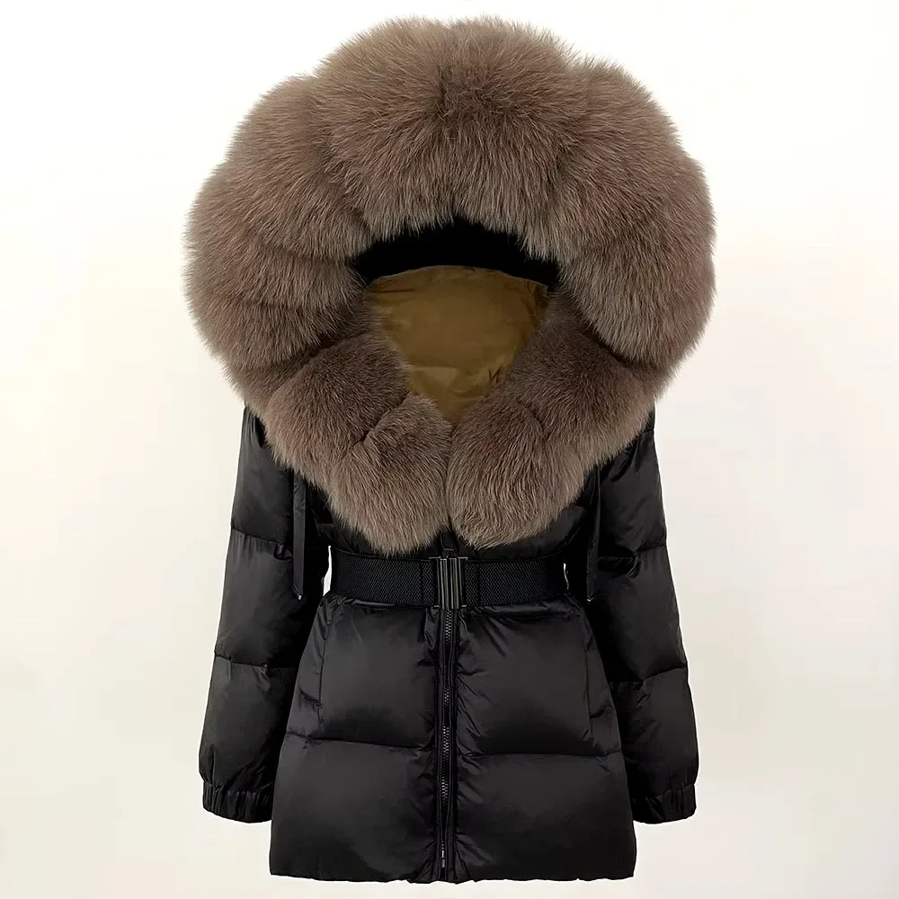 OFTBUY Real Fox Fur Jacket Hooded 2024 Winter Puffer Jacket Women Thick Warm White Duck Down Coat Female Parkas Waterproof