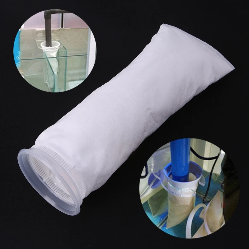 100um Filter Bag Aquarium Filter Sock for Fish 15 Inch Length 4 Inch Diameter Ring Removing Organic Waste