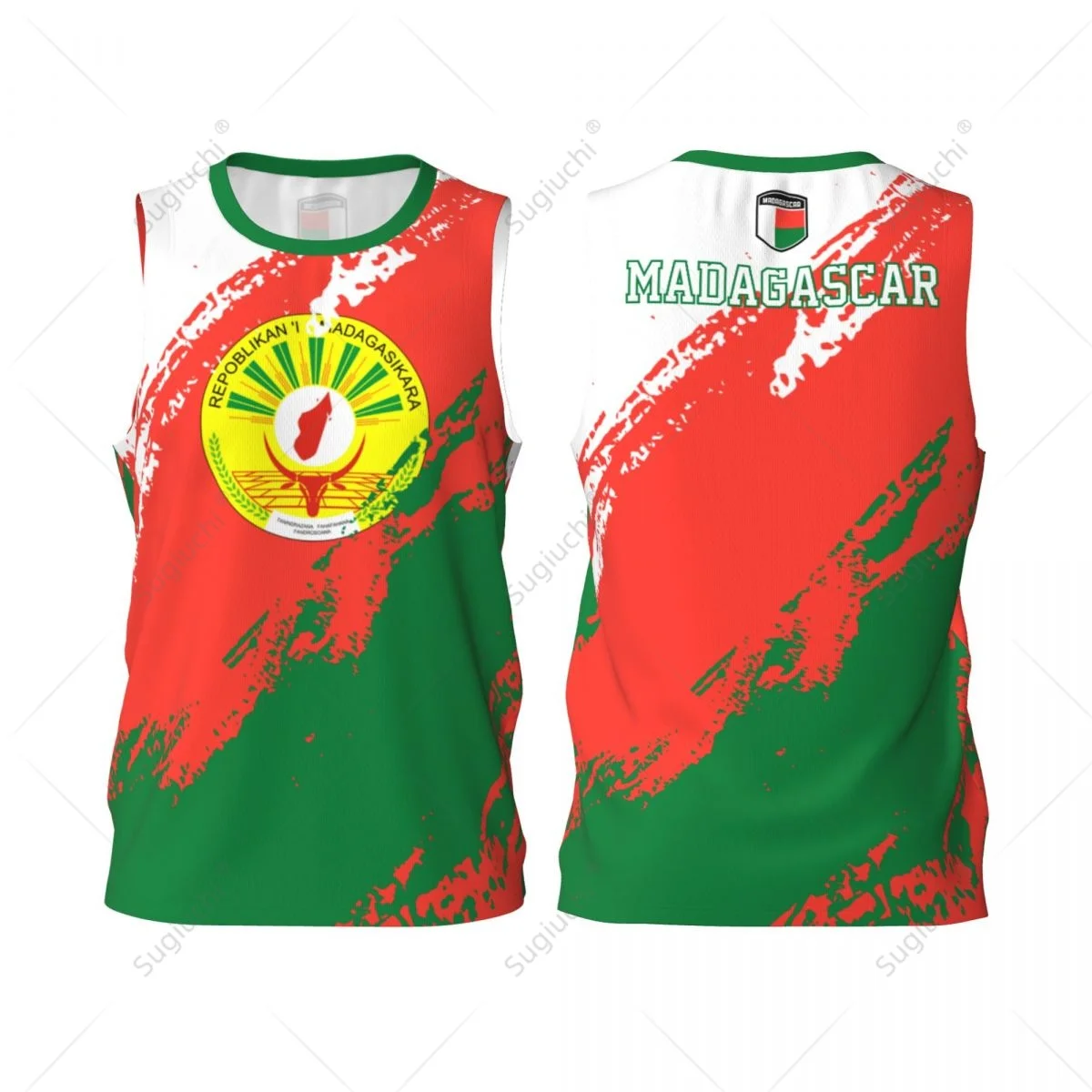 Men Basketball Sports Madagascar Flag Running Fitness Multifunction Jersey Sleeveless shirt Custom Name Nunber Exclusive